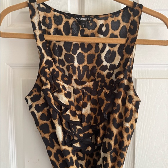Express Leopard Dress, Ruffles, Sleeveless, M - Picture 2 of 3